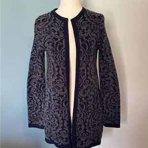 Talbots Black and Gray Floral Sweater